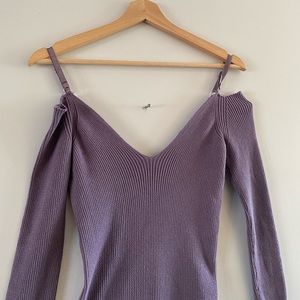 Purple off the shoulder dress